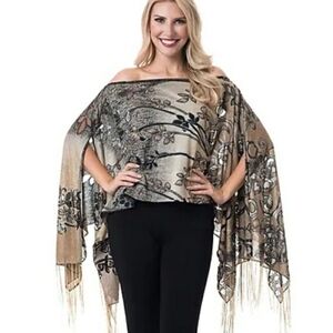 kokomo 7 way scarf mobwife gold animal print scarf shawl wrap Burnout whimsi NWT